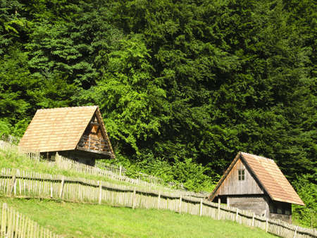 Old wooden country house in central Europe - Balkans - Croatiaの写真素材