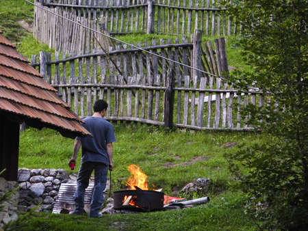 Open fire place for barbacue in the countrysideの写真素材