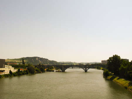 Railway bridge on river Drava - Maribor - Slovenia - central Europeの写真素材