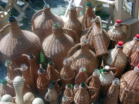 New home made cane bottles at the market place    の写真素材