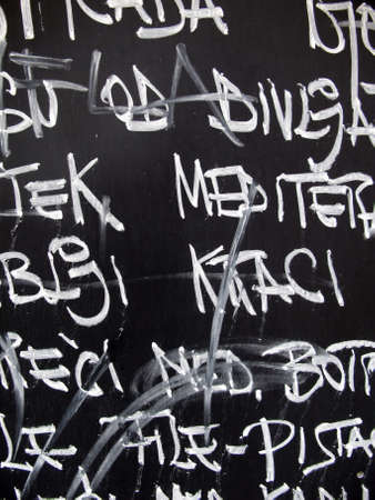 Unknown letters and word on the tableの写真素材