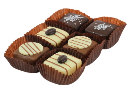 Marzipan petit fours variety isolated on whiteの写真素材