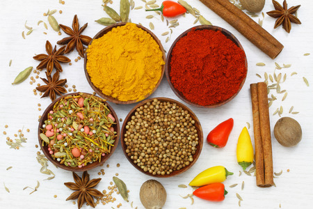 Selection of Indian spices, close upの写真素材