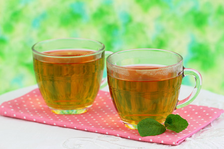 Tea, fresh mint with copy spaceの写真素材