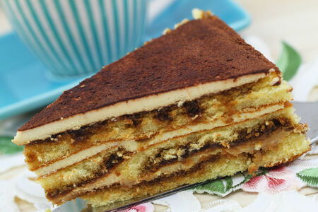 Tiramisu cake, close upの写真素材