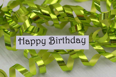 Happy birthday card with shiny ribbonの写真素材