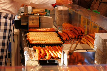 German sausages at Christmas marketの写真素材