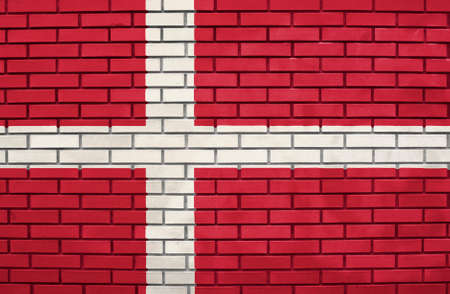 Flag of the Denmark on brick wallの写真素材