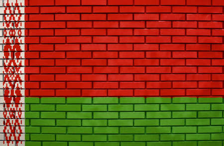 Flag of the Belarus on brick wallの写真素材