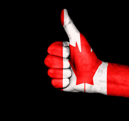 flag hand Canadaの写真素材