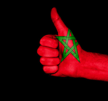 Morocco national flag thumb up gesture for excellenceの写真素材
