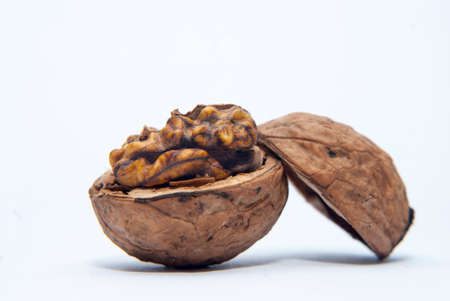 walnuts on white background