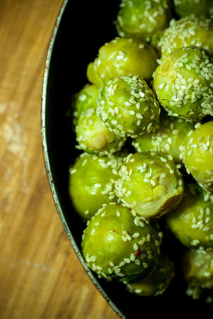 Brussels sprouts with sesame seedsの写真素材