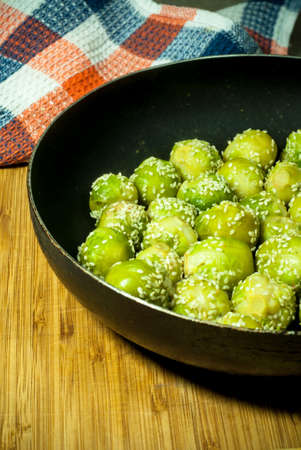 Brussels sprouts with sesame seedsの写真素材