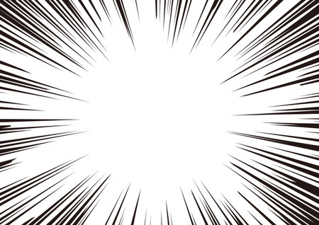 This is a material of the convergence lines often seen in manga. The background is transparent, so you can easily draw attention to an image by simply overlaying it.の写真素材