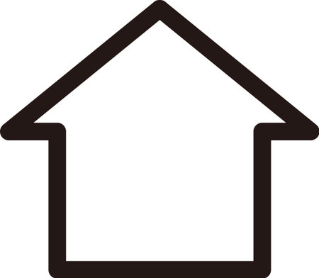 A house icon with a simple line drawing of the roof and walls.のイラスト素材