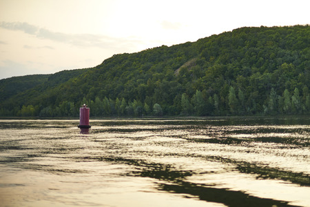The view from  ship at the river buoy in the eveningの写真素材