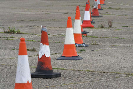 Row of Old Traffic Conesの写真素材