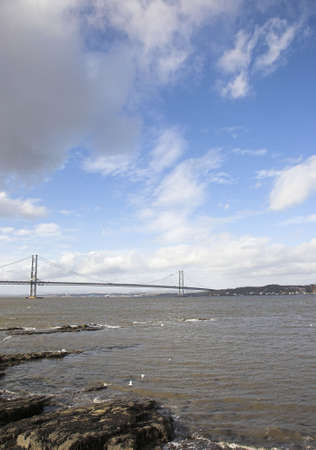 The Forth Road Bridge in Scotlandの写真素材