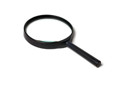 A magnifying glass on a white background.の写真素材