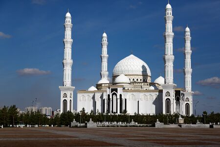 This mosque was built according to the plan of the First President of the Republic of Kazakhstan A very beautiful building designed in the style of classical Islam It was opened in 2012 on July 6 The mosque holds up to 10,000 worshipers in Central Asia it is considered the largest Be sure to visit the Pearl of our countryの写真素材