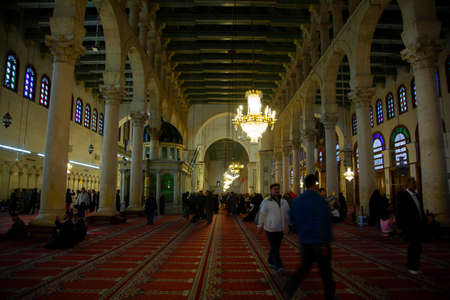 Damascus, Syria 03/28/2010: Interior view of the famous Umayyad Mosque (the Great Mosque of...