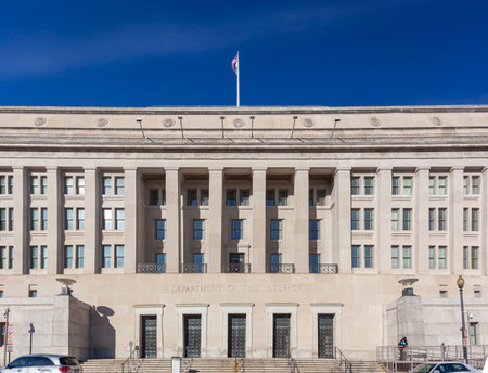 Washington DC, USA 11-29-2020: Stewart Lee Udal Building, the main building of the US Department of the Interior.This is the headquarters of where office of the Secretary of the Interior is located.のeditorial素材