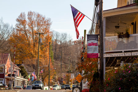 Clifton, VA, USA 11/14/2020: Historic Clifton, established in 1862, is a small  picturesque town in...