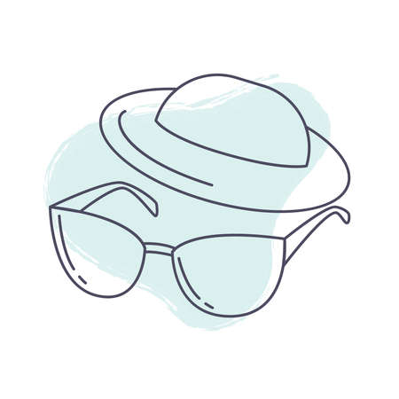 Tourism. Hat and sunglasses icon. Vector illustration of a hat and glassesのイラスト素材