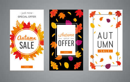 Abstract Vector Illustration Autumn Sale Banner Background with Falling Autumn Leaves