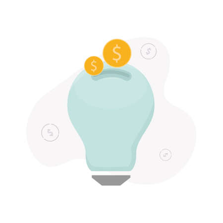 Venture capital. Illustration of a light bulb with coins above it, on a background of a dollar sign.のイラスト素材