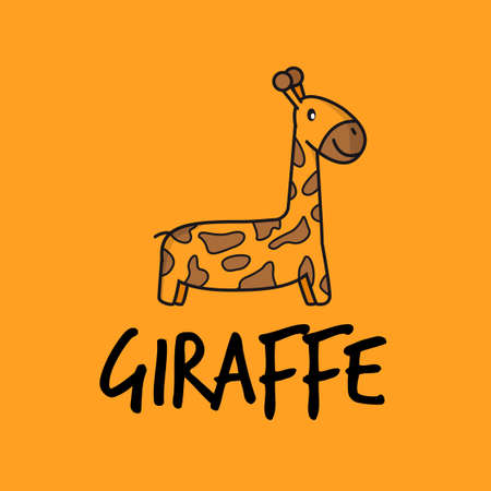 Vector illustration logo with animal giraffe and inscription. Emblem with a giraffe and the inscription giraffe.のイラスト素材