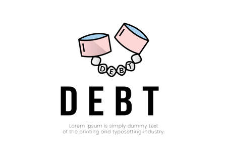 Finance. Debt. Shackle logo, chain with debt inscription. Vector illustration.のイラスト素材
