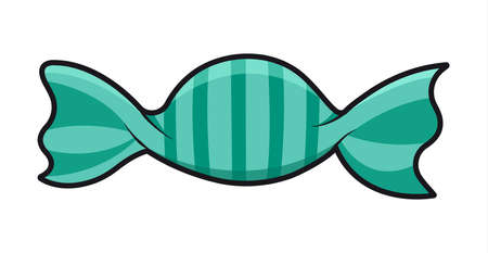 Candy in a striped wrapper. Sweet treat. Vector illustration.のイラスト素材