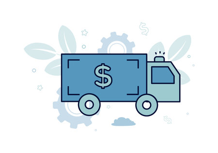 Image of a cash collection car. Vector illustration.のイラスト素材