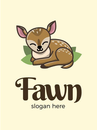Happy fawn  lies on the grass. Vector image.のイラスト素材