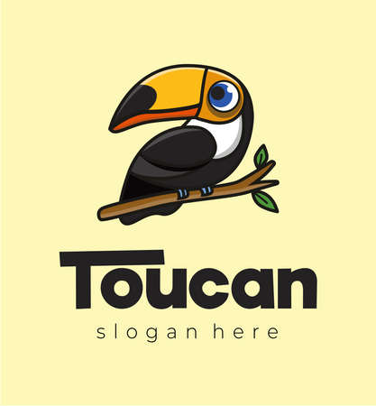 The Toucan  sits on a branch and looks. Vector image.のイラスト素材