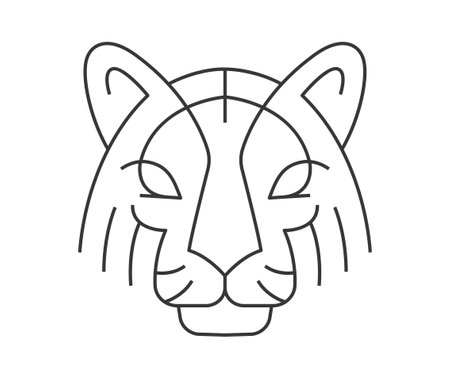 Linear tiger. The head of a tiger in vector.のイラスト素材