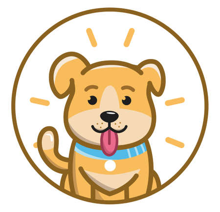 The cute puppy stuck out his tongue. Happy dog. Vector illustration.のイラスト素材