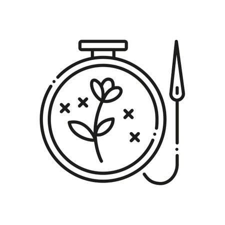 Icon embroidery. Linear style. Hobby vector illustration.のイラスト素材
