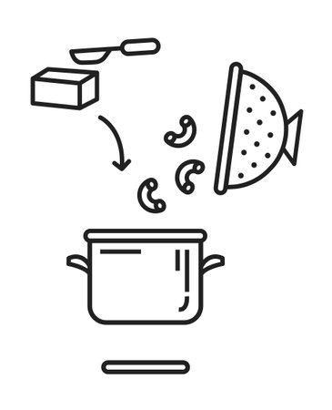 A saucepan on a gas stove. Vector illustration. Line styleのイラスト素材