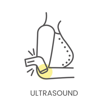 Hand ultrasound treatment, line vector iconのイラスト素材
