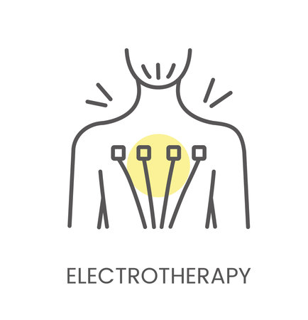 Electrotherapy for the back, line vector iconのイラスト素材
