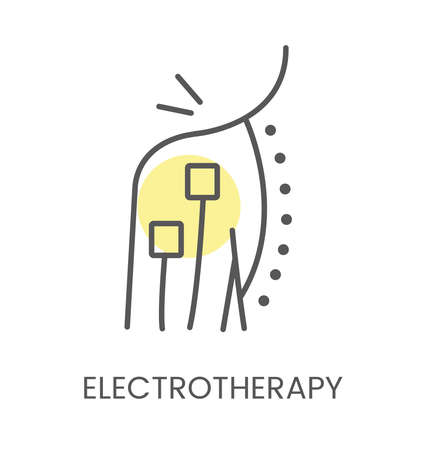 Electrotherapy for the shoulder, line vector iconのイラスト素材