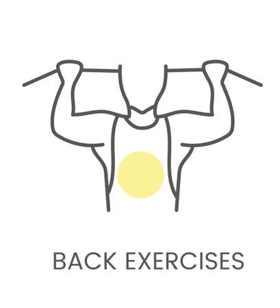 Vector icon back exercises, for physiotherapy and rehabilitation. Linear illustrationのイラスト素材