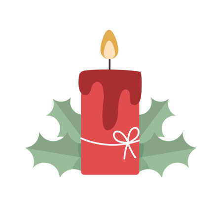 Christmas candle, Christmas vector illustrationのイラスト素材