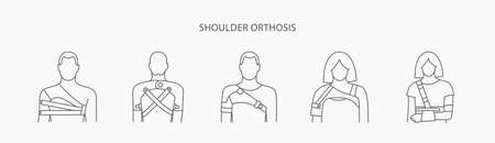 Shoulder orthoses icon in vector, linear illustrationのイラスト素材