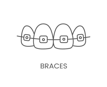 Linear icon braces. Vector illustration for dental clinicのイラスト素材