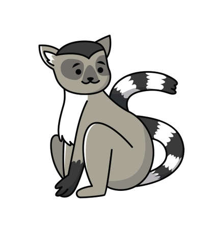 Vector illustration of an animal cute lemur.のイラスト素材