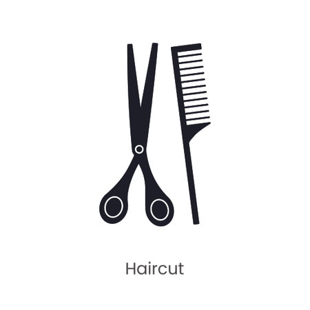 Hairdressing tools scissors and comb, glyph icon in vector.のイラスト素材